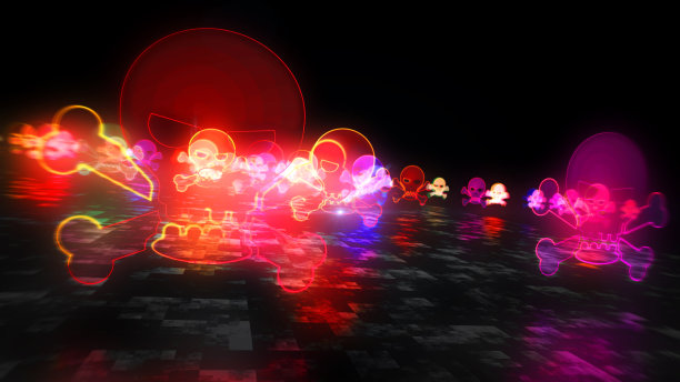 头骨符号抽象3d插图图片下载