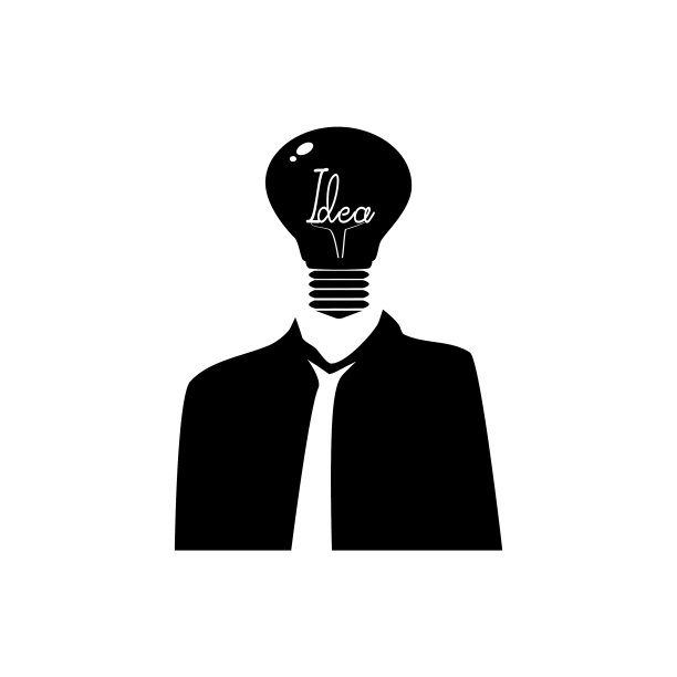 黑色的剪影，体贴的男人和灯泡图片下载