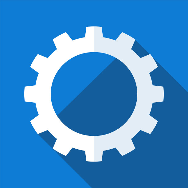 齿轮图标简单，平坦象征完美的白色图片下载