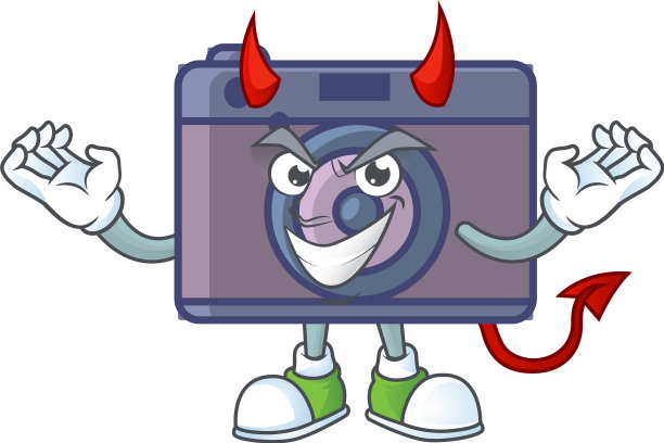 一个残酷的恶魔复古相机卡通人物图片下载