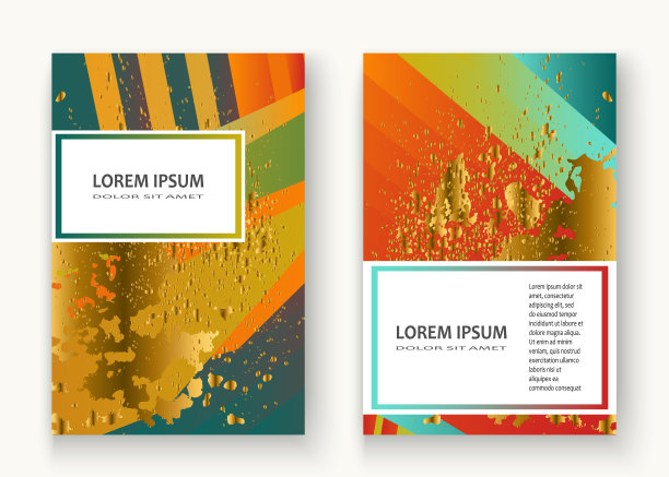 创意豪华和丰富的封面框架设计油漆金色飞溅，金色闪光矢量插图。蓝色黄色摘要模板邀请。条纹图案几何形状问候背景图片下载