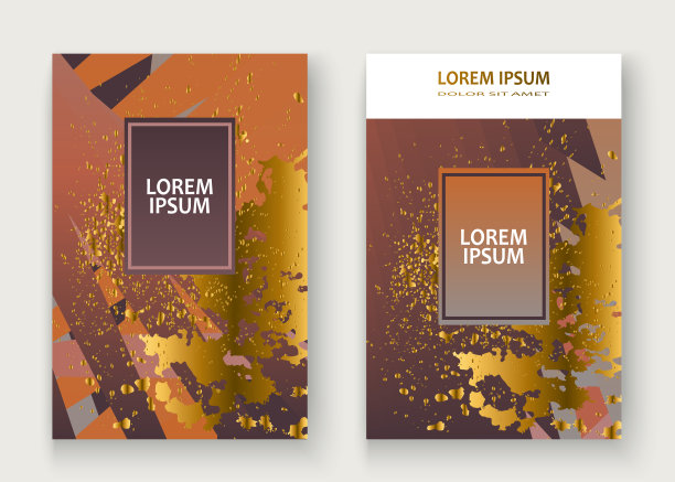 创意豪华而丰富的封面框架设计油漆金色飞溅，金色闪光矢量插图。棕色橙色抽象模板邀请。几何图案形状贺卡背景图片下载