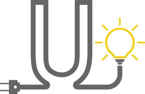 字母u和灯泡标志图片下载