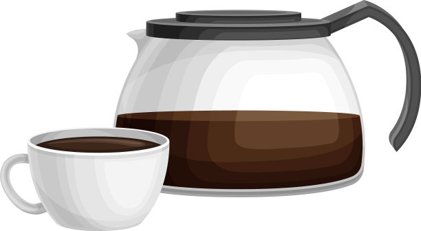 咖啡玻璃壶与杯热饮图片下载