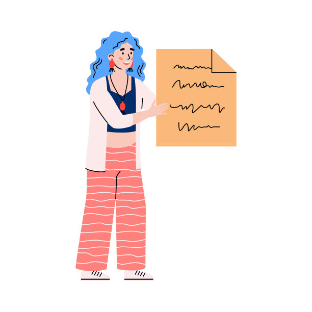 商业女性人物与做清单，卡通矢量插图孤立。图片下载