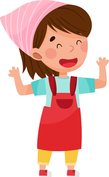 戴头巾、系围裙的可爱女孩形象图片下载