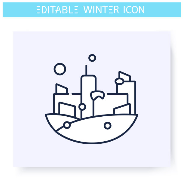 冬季城市线图标。可编辑的图片图片下载