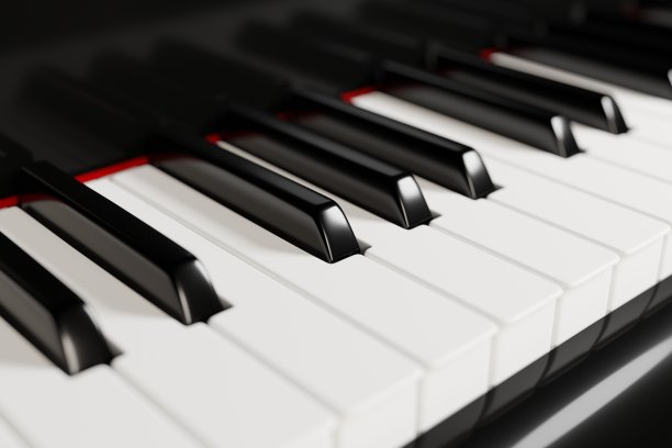 钢琴键盘近距离观看3D插图图片下载