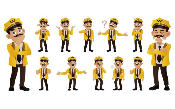 不同姿势的驾驶员组图片下载