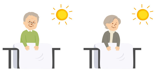 矢量插图的老年人在阳光下挂蒲团图片下载