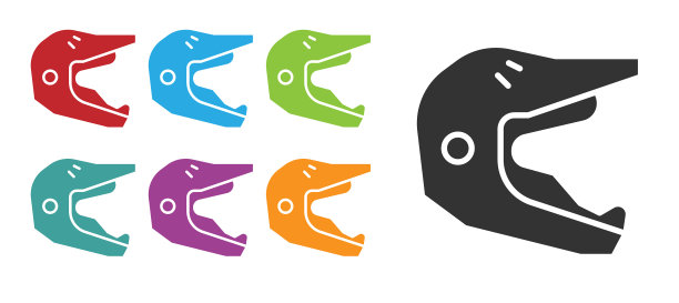 黑色摩托车越野赛摩托车头盔图标孤立图片下载