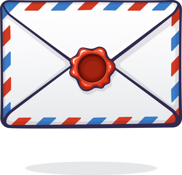 封邮件用红色和蓝色的白色信封图片下载