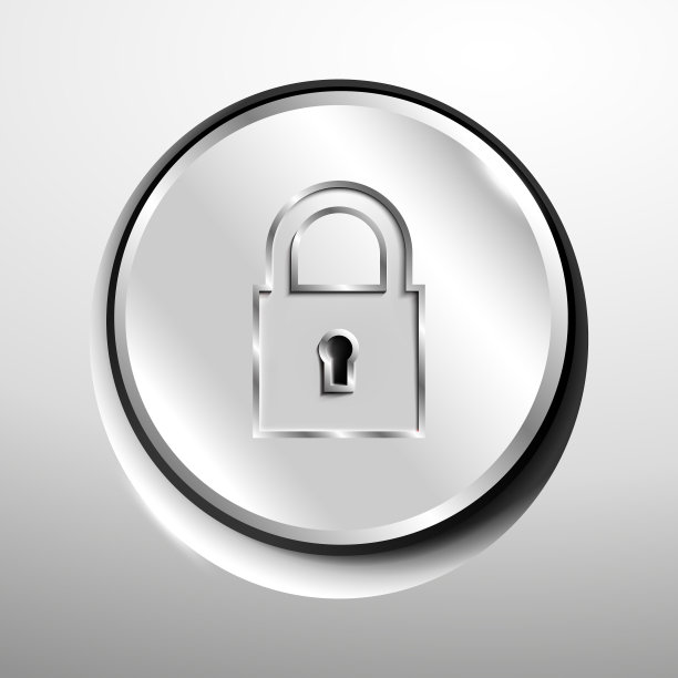 3d标志的铬锁挂锁按钮。图片下载