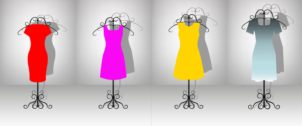 一套四种颜色的女性服装图片下载
