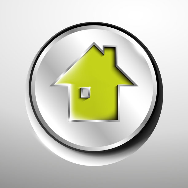 3d标志的铬home按钮或建筑图标。图片下载