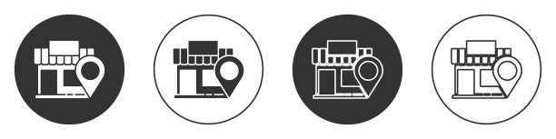 黑色位置与商店图标隔离在白色图片下载