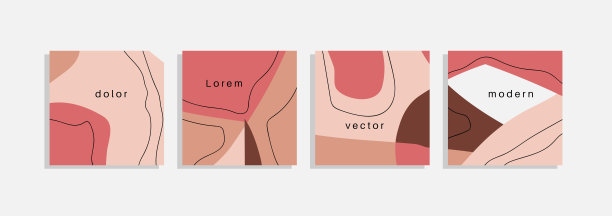 矢量集的最小背景与抽象的有机形状，手绘线和样本文本。当代拼贴。最小时尚的品牌设计封面。图片下载