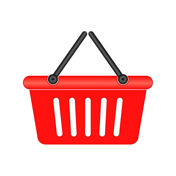 购物篮孤立在白色，3d矢量插图图片下载
