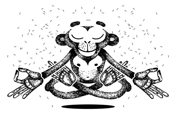 猴子在冥想，猴子在悬浮图片下载