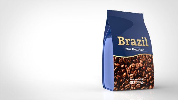 咖啡豆包装正确的3d渲染图片下载