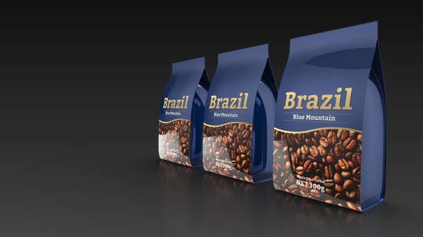 咖啡豆包3右黑背景3d渲染图片下载