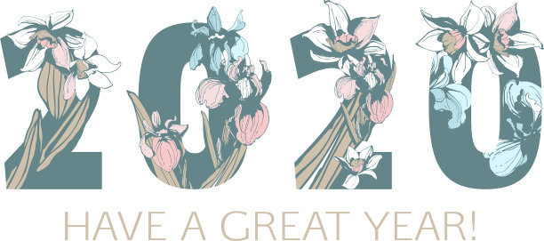 新年快乐花图案2020数字手图片下载