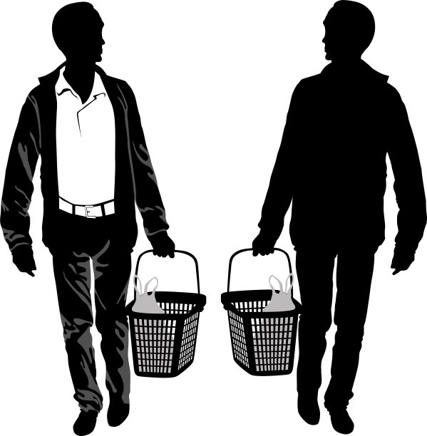 一个提着购物篮的男人的剪影图片下载
