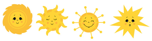 可爱的太阳图标设置绘制图纸图片下载