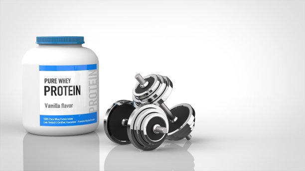 蛋白质瓶和哑铃离开3d图片下载