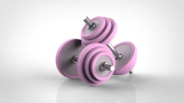 哑铃粉色前端3d渲染图片下载