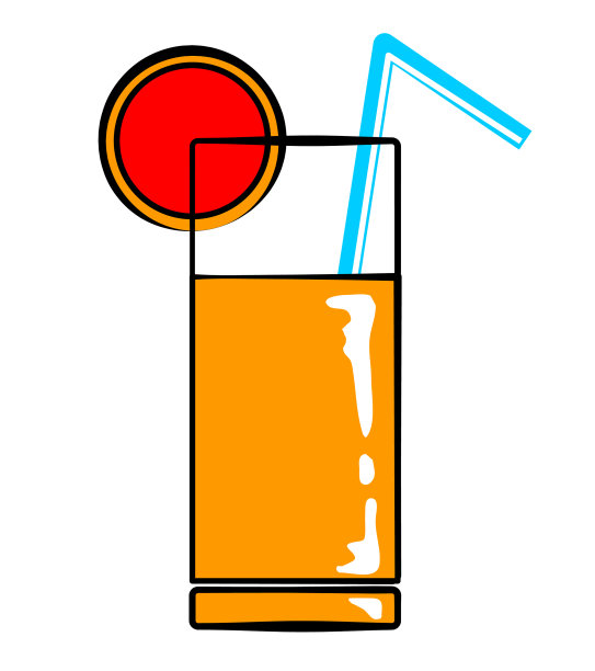 复古风格的橙汁卡通贴纸图片下载