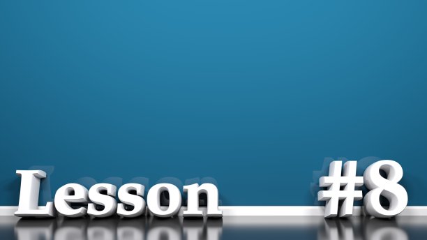 第8课在蓝色墙壁背景- 3D渲染插图图片下载