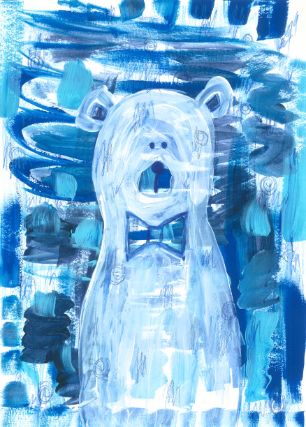 可爱和有趣的手绘插图与剪影熊在领结图片下载