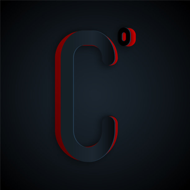 剪纸摄氏图标孤立在黑色图片下载