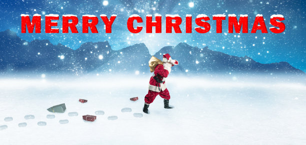 圣诞贺卡与圣诞老人的到来谁送他的礼物图片下载