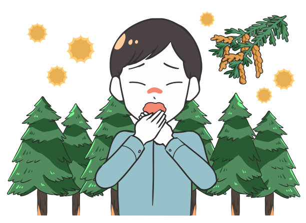 患有花粉热的雄性打喷嚏树图片下载