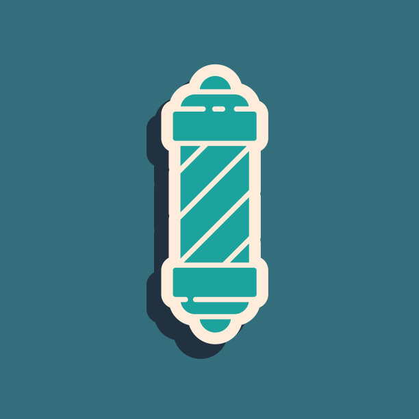 绿色经典理发店电线杆图标孤立上图片下载