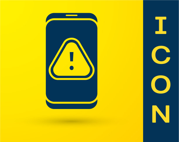 带有感叹号图标的蓝色手机图片下载