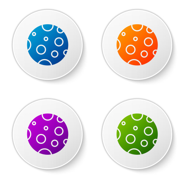 彩色月亮图标孤立在白色背景设置图片下载