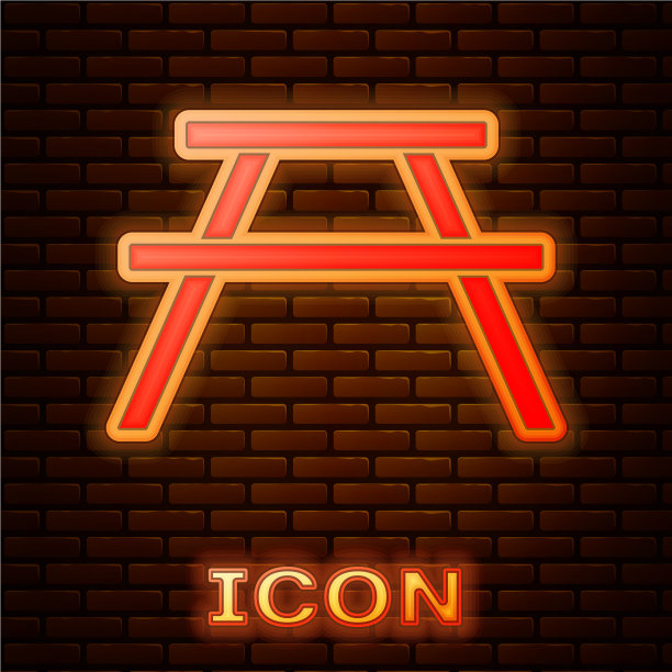 发光的霓虹野餐桌上都有长凳图片下载