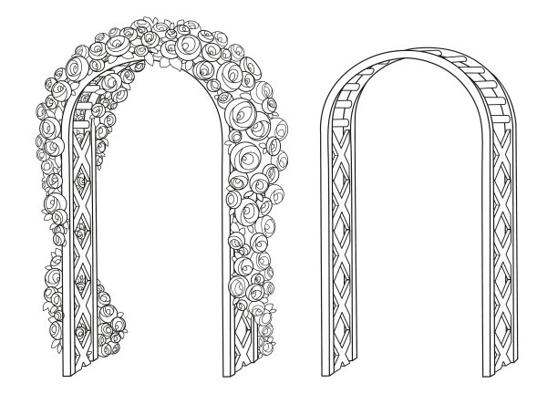 空花拱和编织玫瑰轮廓图片下载