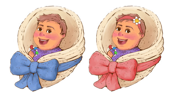 孩子们裹在毯子里，系着蝴蝶结。快乐微笑的男孩和女孩图片下载