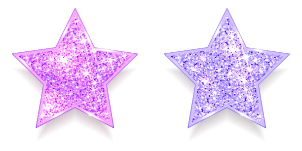 一套闪闪发光的粉红色和紫色星星图片下载
