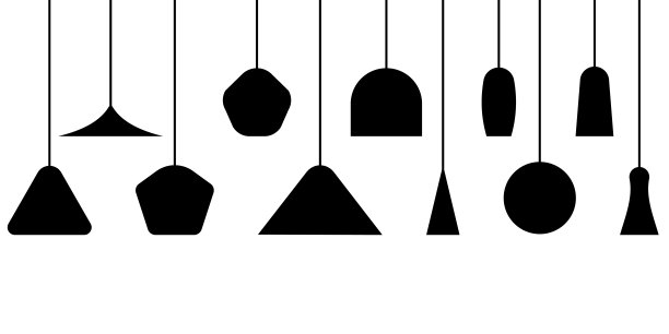 设置不同的灯和灯罩隔离在一个白色的背景。各种灯具和固定装置的前视图，矢量插图图片下载