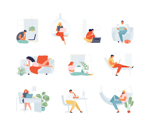 人们在家工作。学生远程学习图片下载