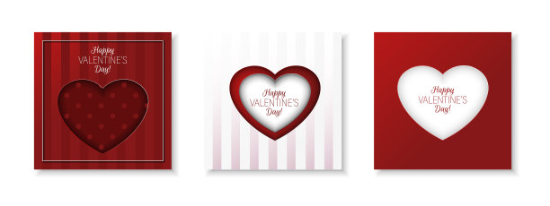 情人节设计套装。剪纸艺术风格图片下载