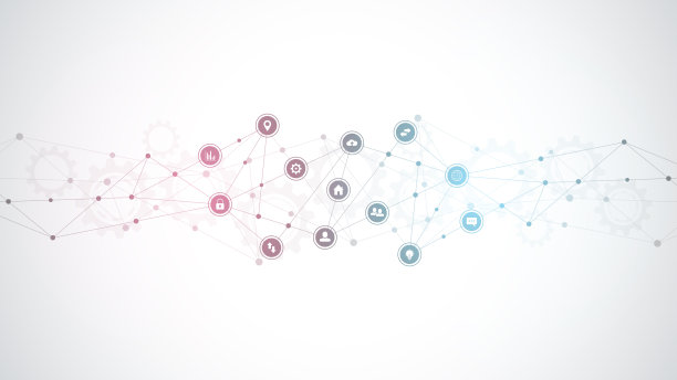 信息技术背景与信息图表元素和平面图标。数字技术、网络连接和通信概念。图片下载