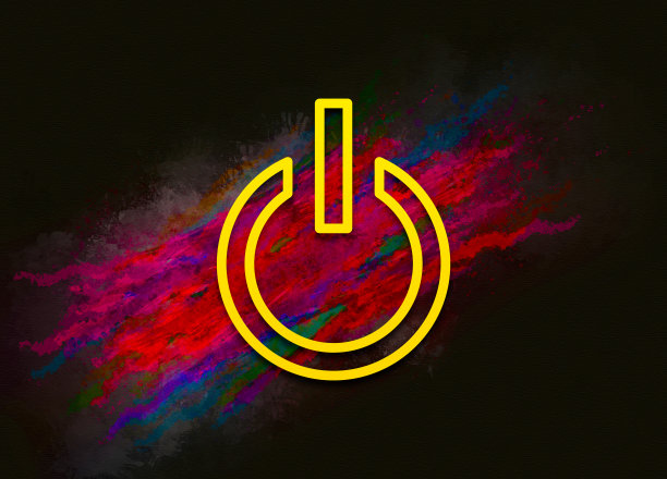 电源图标彩色油漆抽象背景笔刷笔画插图设计图片下载