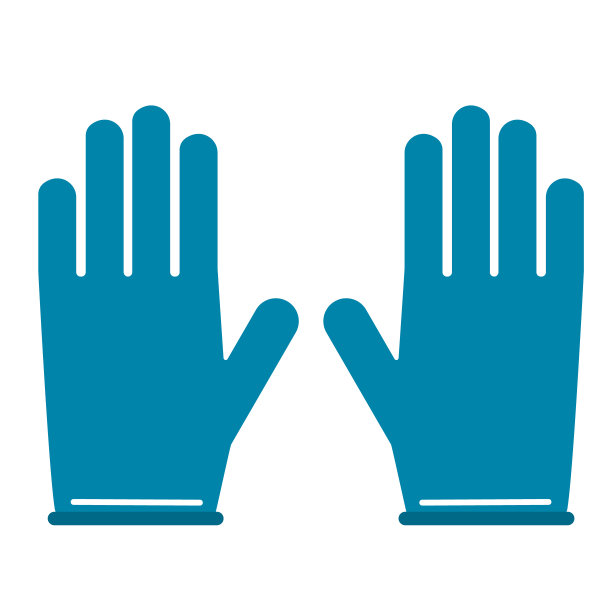 白色背景上的蓝色医用手套。单个冠状病毒手部防护产品的矢量图像图片下载