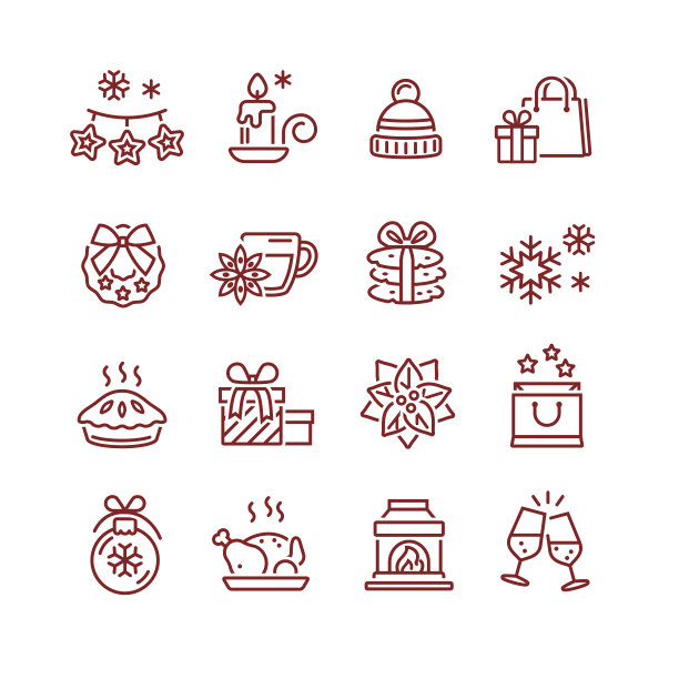 一套圣诞图标的设计和装饰图片下载